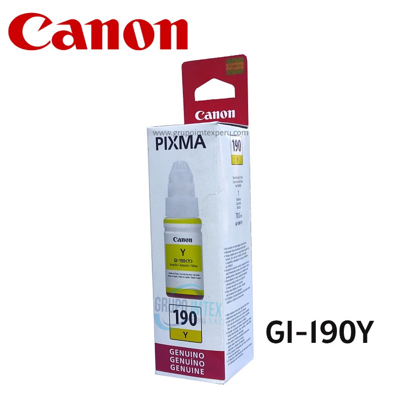 Botella De Tinta Canon GI-190 Yellow Pixma G2100, G2101, G2110, G2111