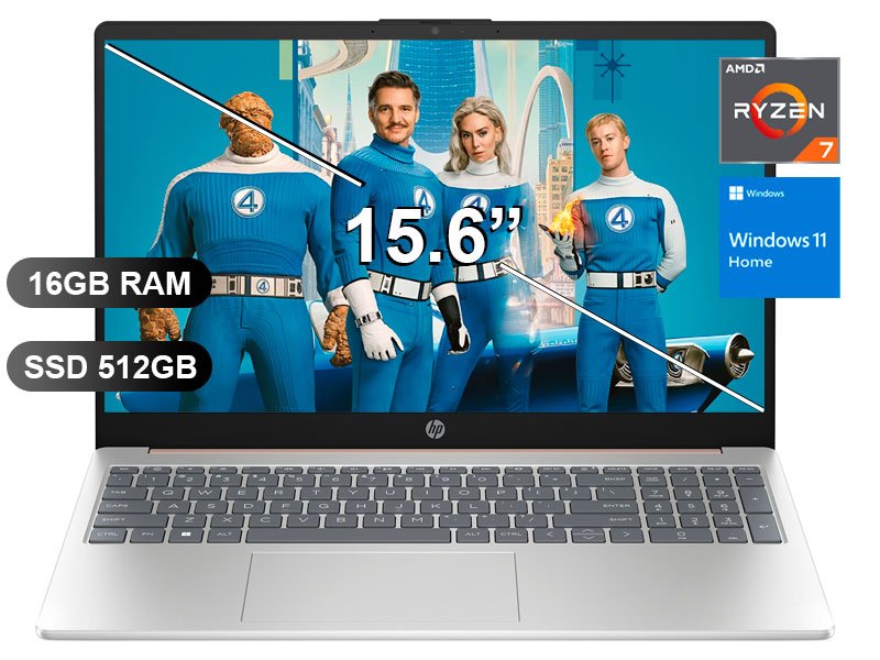LAPTOP HP 15-FC0077LA RYZEN7 7730U/ 16GB/ SSD512GB/ W11H/ 15.6 / AY6S8LA