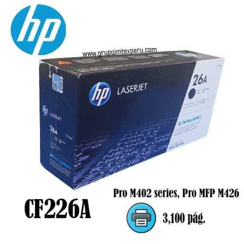 TONER HP 26a CF226A L.J.P M402 NEGRO 3.1K PAG