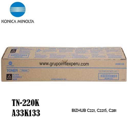 toner konica minolta tn-220k negro para bizhub c-221 c281 a33k133
