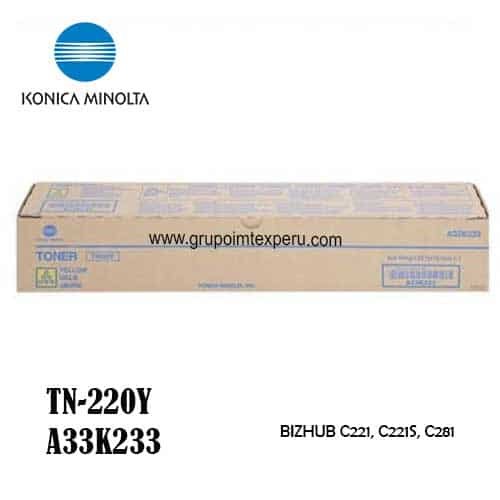 toner konica minolta tn-220y yellow para bizhub c-221 c281 a33k233