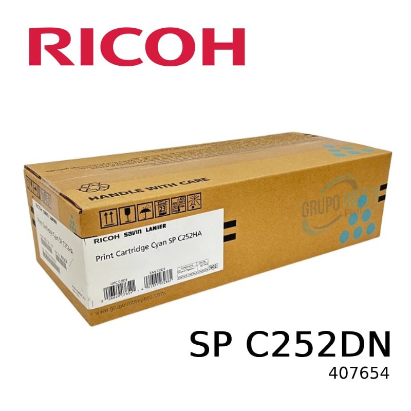 TONER RICOH 407654 SP C252DN CYAN 6,000 PAG