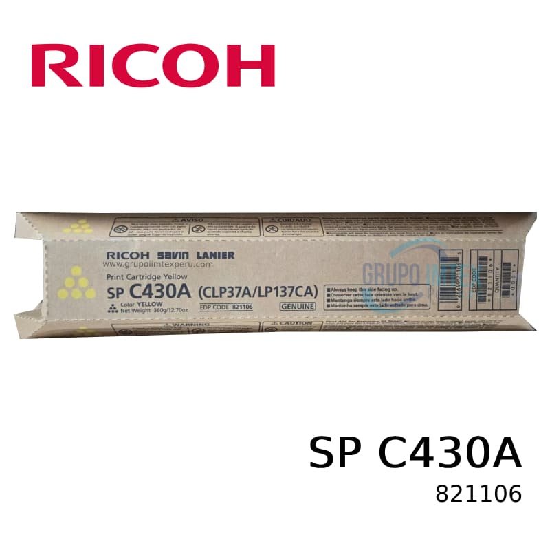 TONER RICOH 821106 SP C430A YELLOW 15KPG
