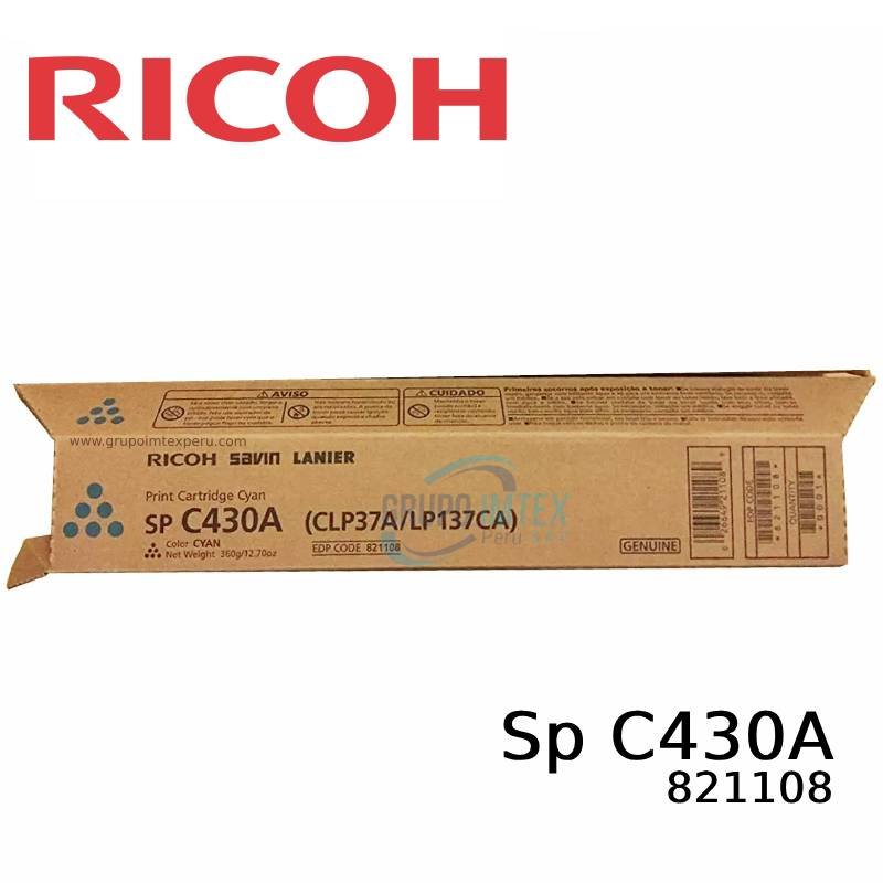 TONER RICOH 821108 SP C430A CYAN 15KPG