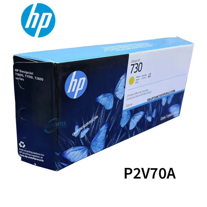 Tinta Hp 730 Yellow P2V70A Plotter T1600, Tt1700, T2600