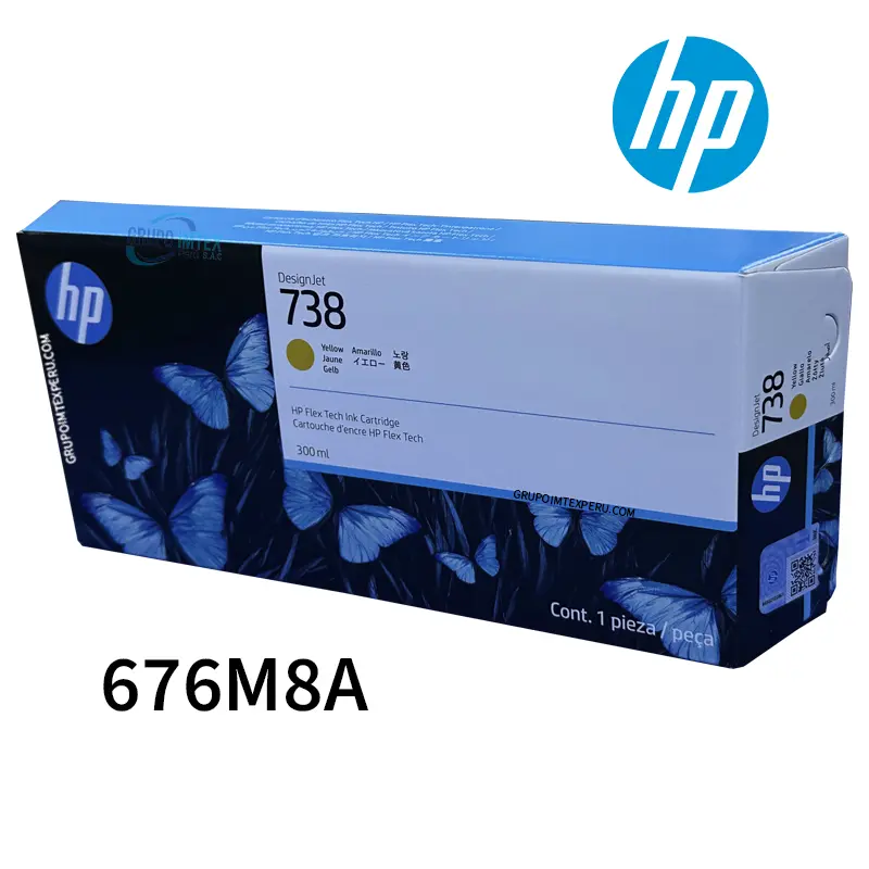 Tinta Hp 738 Yellow 676M8A Designjet T850, T950 300Ml