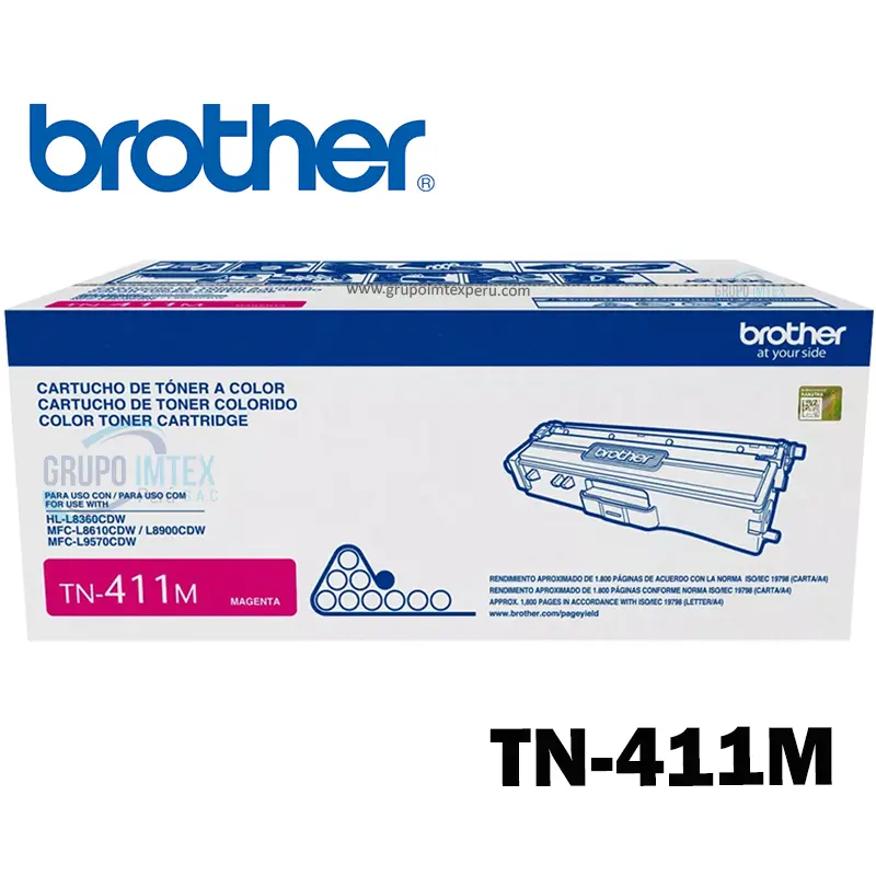Toner Brother Tn-411 Magenta Hl-L8360Cdw , Mfc-L8610Cdw , Mfc-L8900Cdw