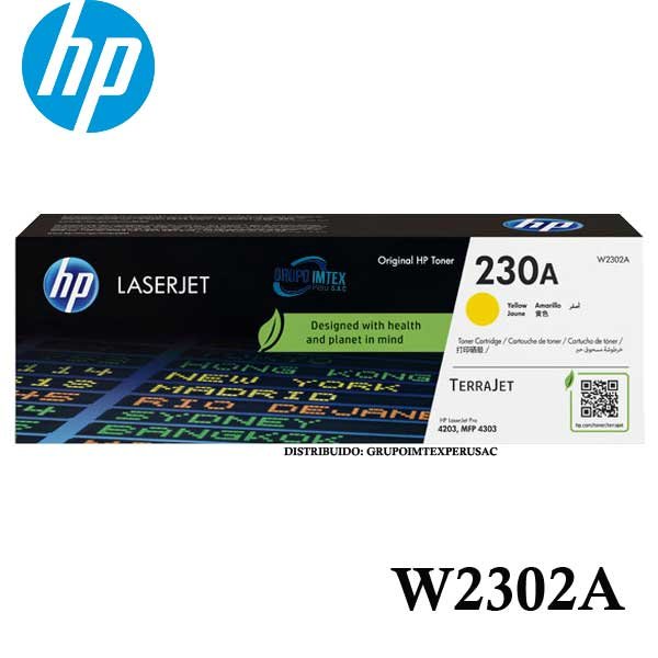 Toner Hp 230A W2302A Yellow Laserjet Pro 4203, Mfp 4303