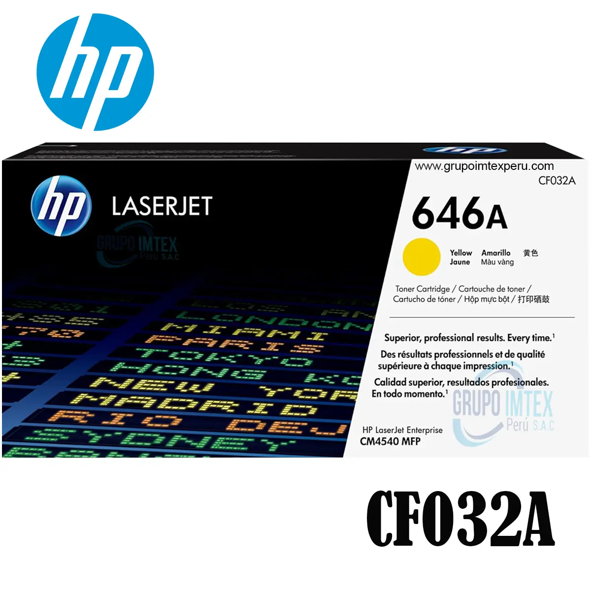 Toner Hp 646A Cf032A Yellow  Laserjet  Cm4540 Mfp, Cm4540F Mfp