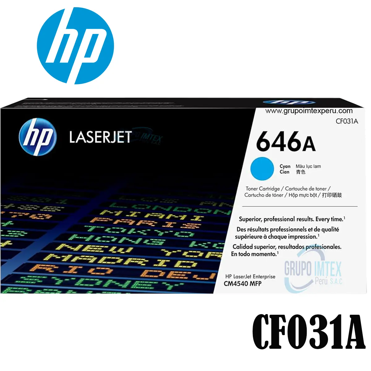Toner Hp 646A Cf031A Cyan Laserjet  Cm4540 Mfp, Cm4540F Mfp