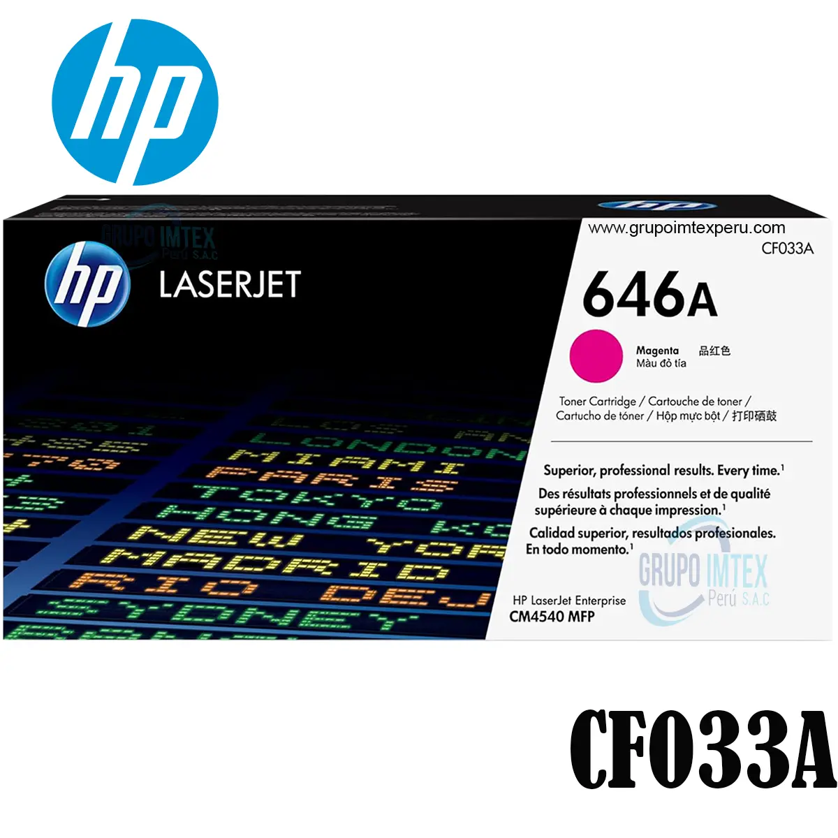 Toner Hp 646A Cf033A Magenta  Laserjet  Cm4540 Mfp, Cm4540F Mfp