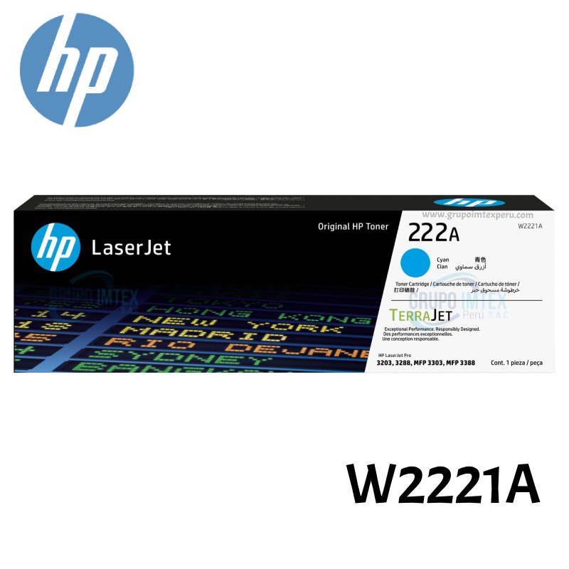 Toner Hp W2221A 222A Cyan Laserjet 3201, 3204, 3288