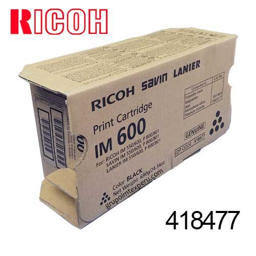 TONER RICOH IM 550  418477 BLACK PARA IM 600