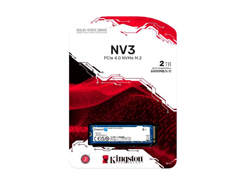 SSD KINGSTON NV3 2TB 6000MB/S NVME M.2 PCI.E SNV3S/2000G (UNIDAD EN ESTADO SOLIDO)